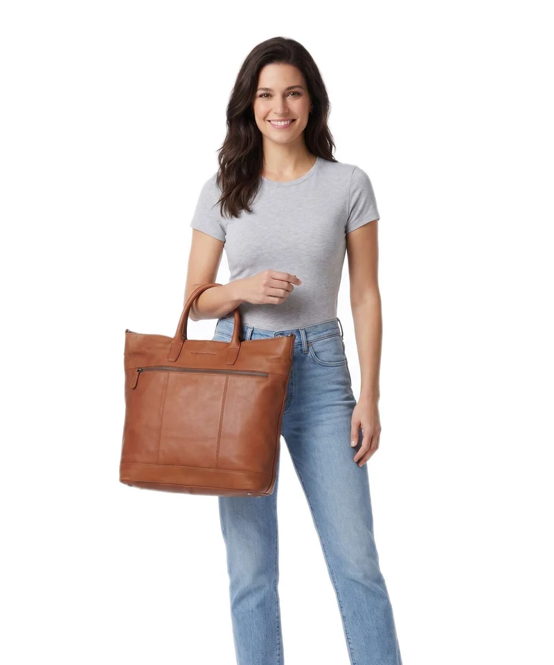 The Chesterfield Brand Wax Pull Up Cow Westbrook Bolso de mano cognac