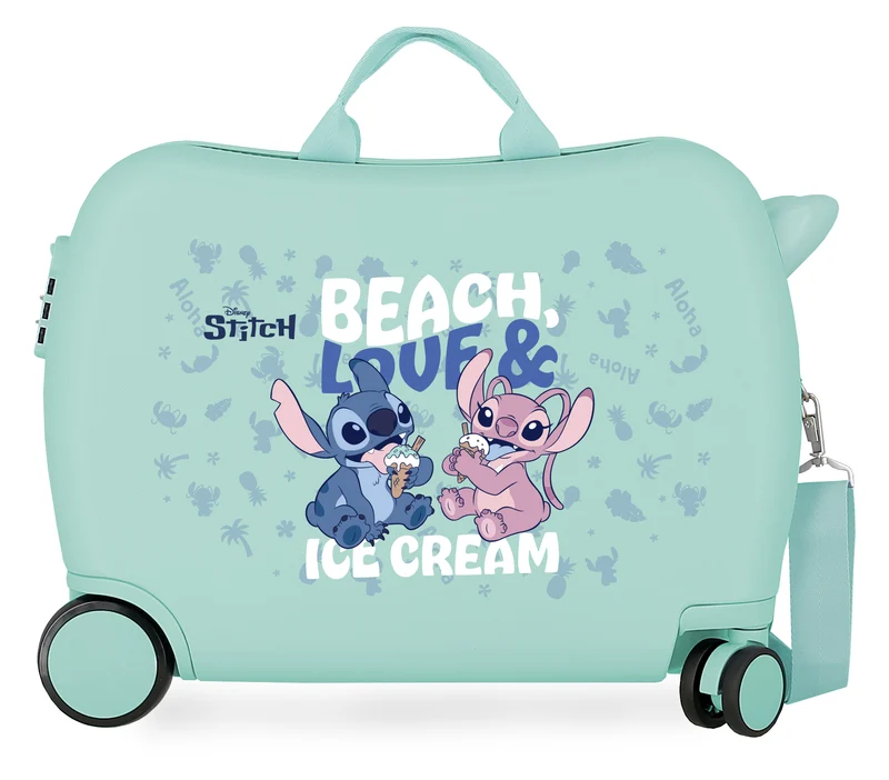 MALETA INF.ABS 4R.(2 MULTI.) 45CM. STITCH BEACH&LOVE TURQUES