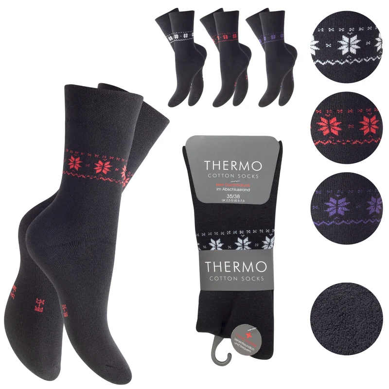 Damen-Thermosocken 3er-Pack, schwarz, VE-40