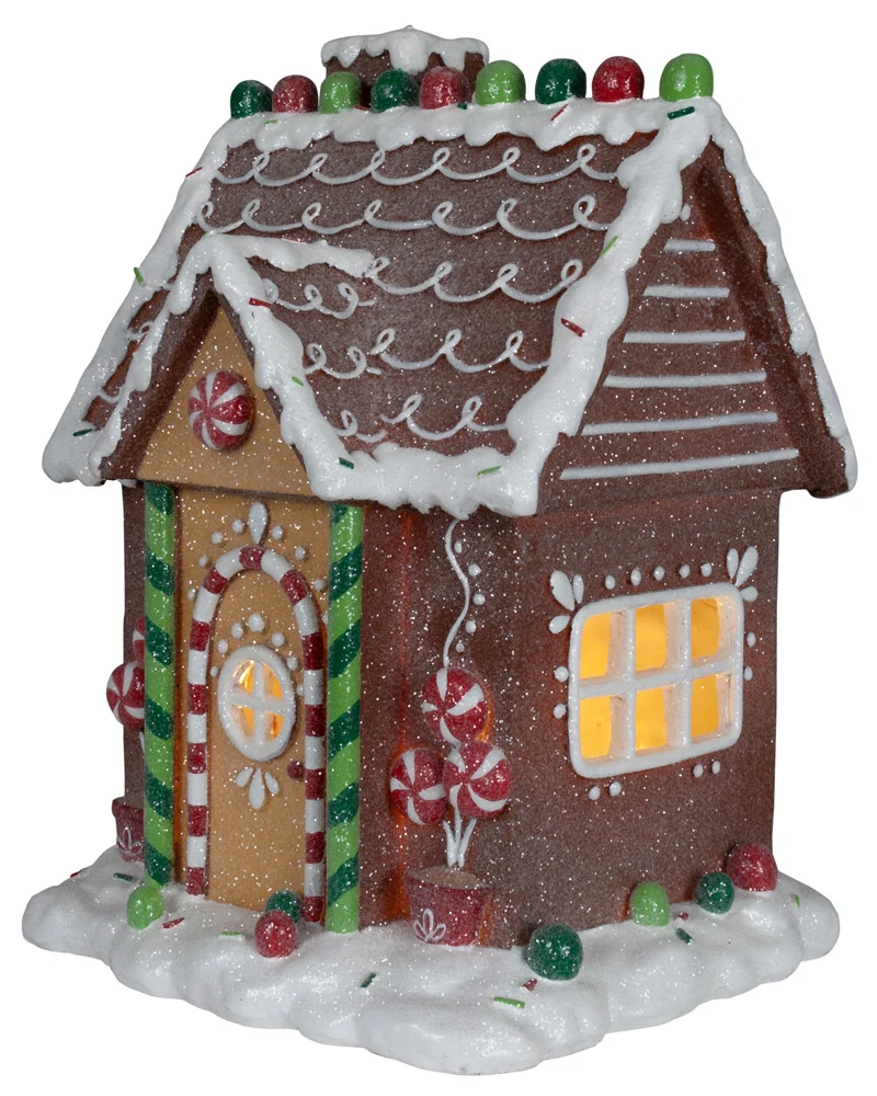 Tischdeko aus Polyresin, Lebkuchenhaus, VE-4