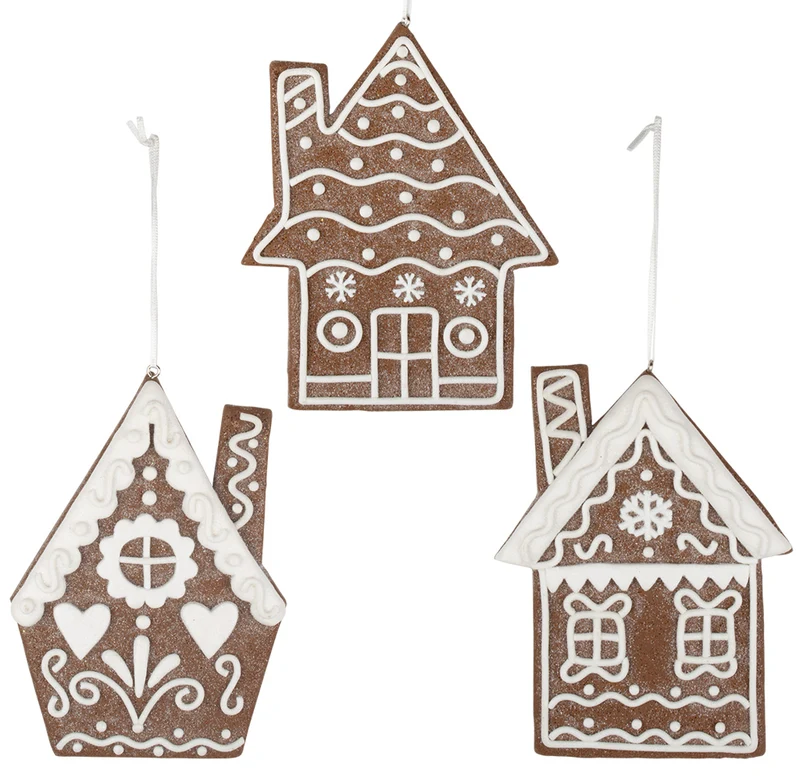 Baumschmuck Lebkuchenhaus, 3 Designs, VE-144(36)
