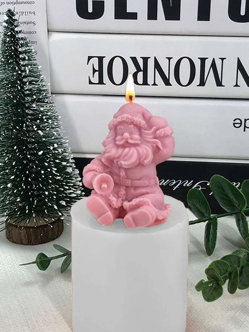 Vela Papá Noel Saludando Navidad (Molde de silicona)