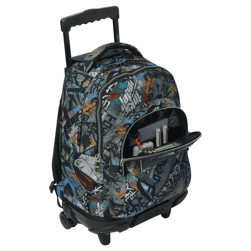 TOTTO Mochila escolar con ruedas Renglones + Estuche Tablero - 7YL Okubo
