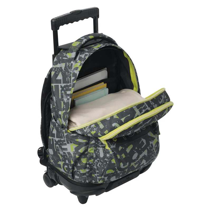 TOTTO Mochila escolar con ruedas Renglones + Estuche Tablero - 7YJ Texgrunge