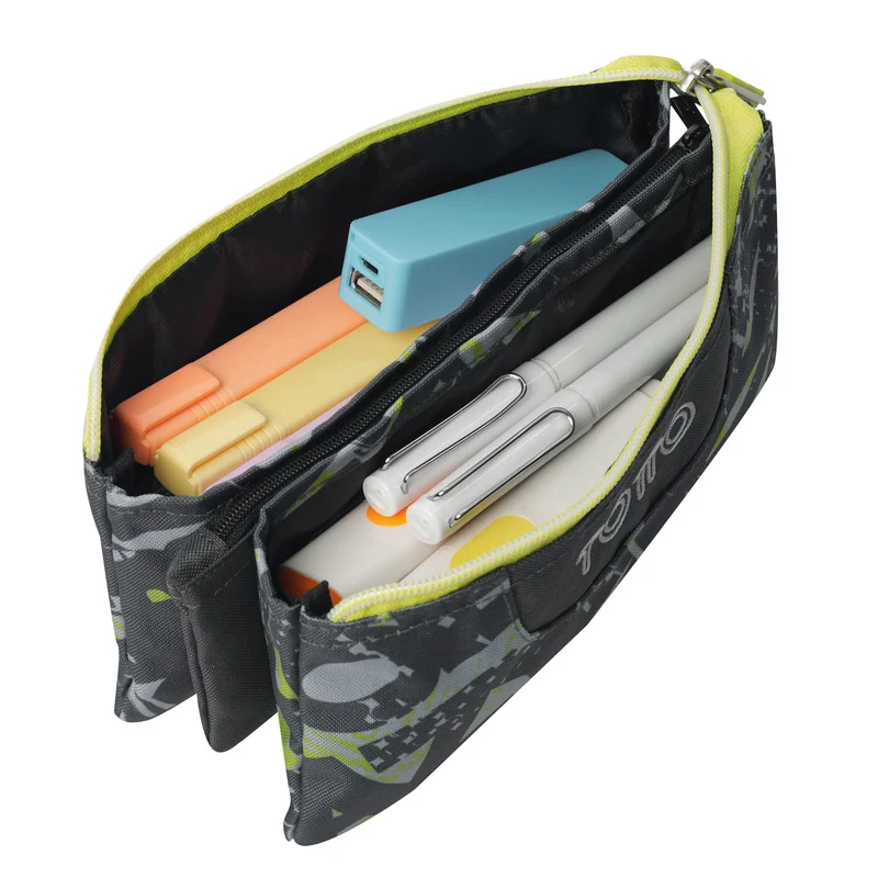 TOTTO Mochila escolar con ruedas Renglones + Estuche Tablero - 7YJ Texgrunge
