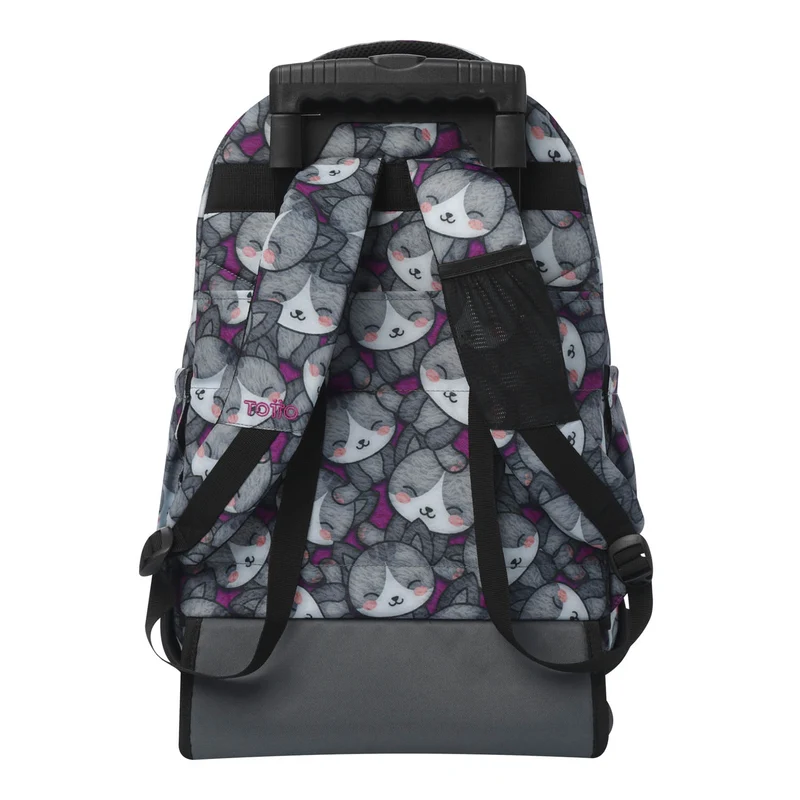 TOTTO Mochila escolar con ruedas Renglones + Estuche Tablero - 7YI Kitten Rose