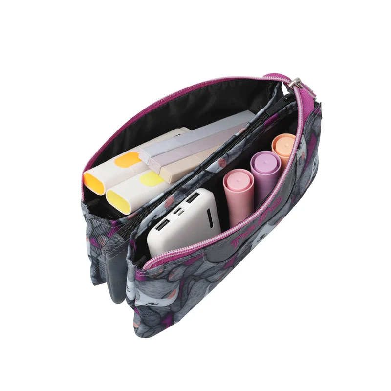 TOTTO Mochila escolar con ruedas Renglones + Estuche Tablero - 7YI Kitten Rose