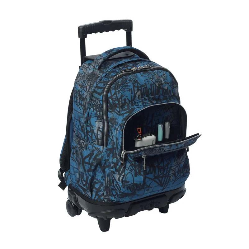 TOTTO Mochila escolar con ruedas Renglones + Estuche Tablero - 4EC Urban Graph