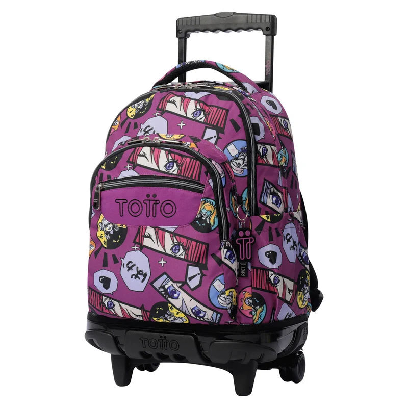 TOTTO Mochila escolar con ruedas Renglones + Estuche Tablero - 1KC Kitsune