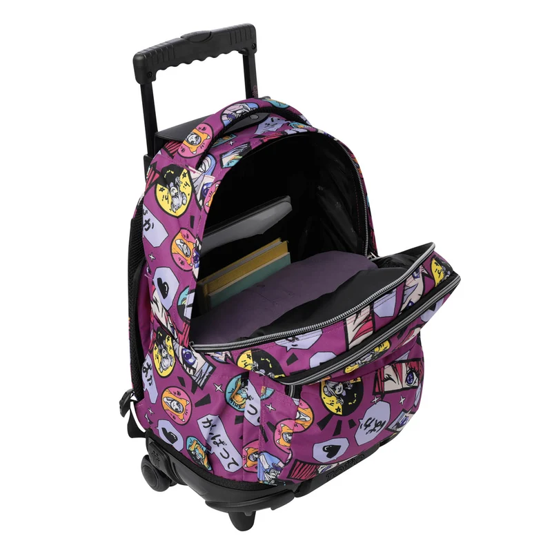 TOTTO Mochila escolar con ruedas Renglones + Estuche Tablero - 1KC Kitsune