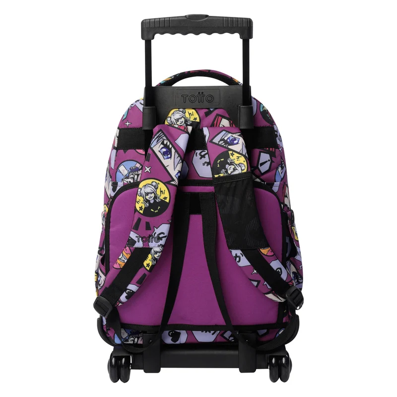 TOTTO Mochila escolar con ruedas Renglones + Estuche Tablero - 1KC Kitsune