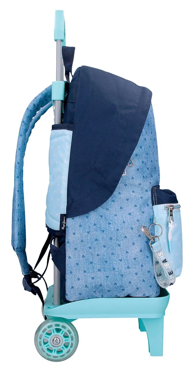 68223T2 MOCHILA ADAP.42CM.C/CARRO PJL NONI DENIM AZUL CLAR