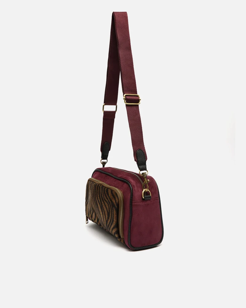 Mider bolso bandolera efecto ante y estampado animal print