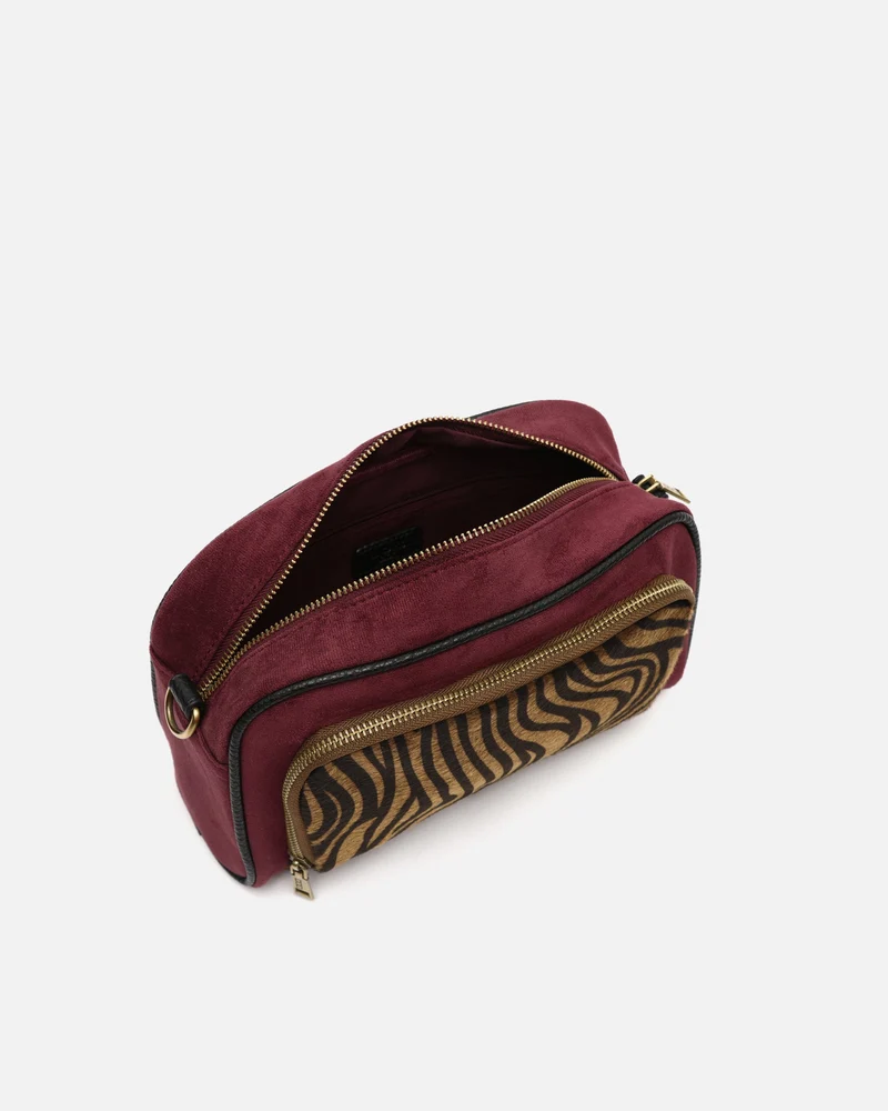 Mider bolso bandolera efecto ante y estampado animal print