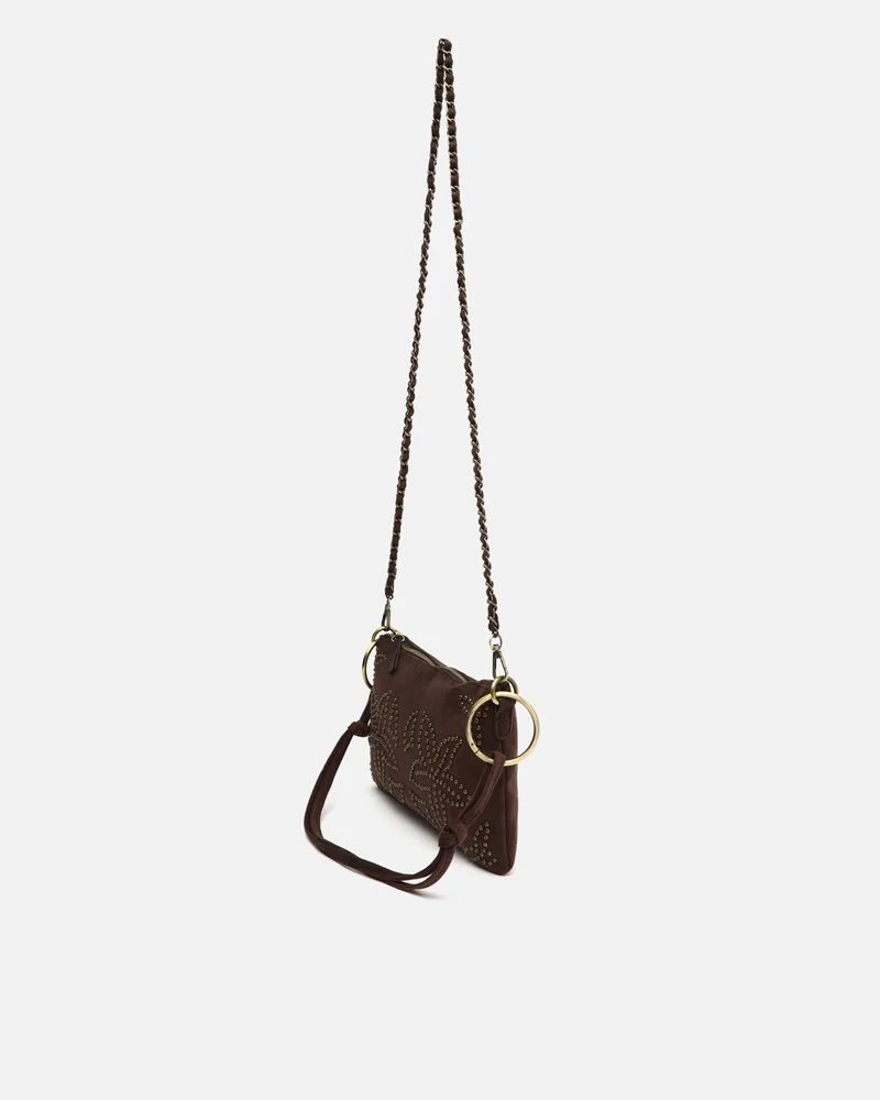 Tachitu-1 bolso de hombro e bandolera pequeño efecto ante con detalles metálicos