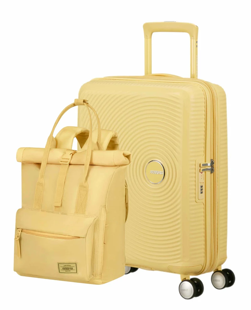 Pack Maleta Cabina SoundBox + Mochila Urban groove de American Tourister - Amarillo pastel