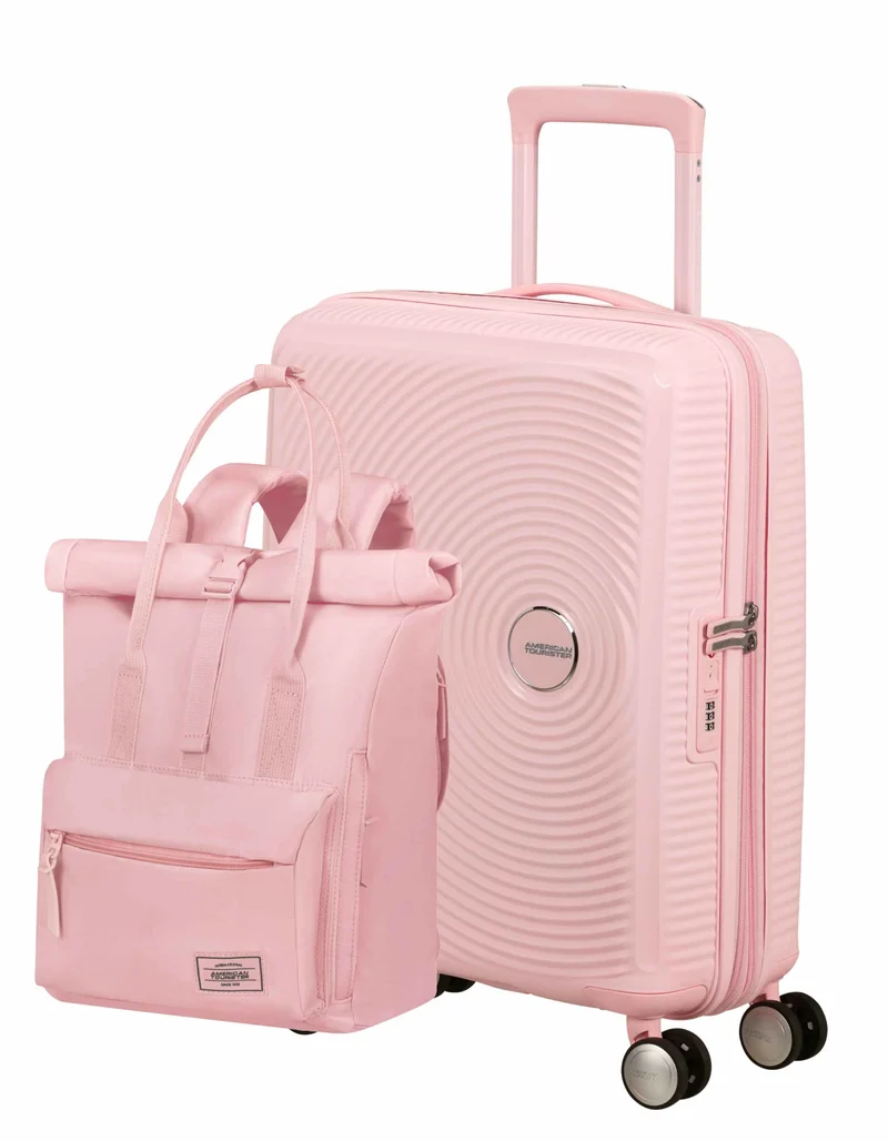 Pack Maleta Cabina SoundBox + Mochila Urban groove de American Tourister - Rosa pastel