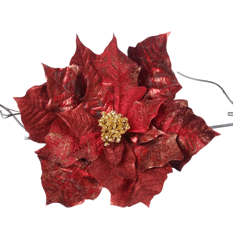 Poinsettia Flower On Clip 43cm
