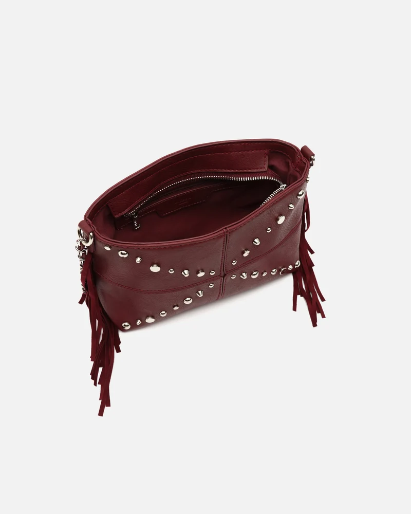 Anabelas bolso bandolera con detalles metálicos y flecos