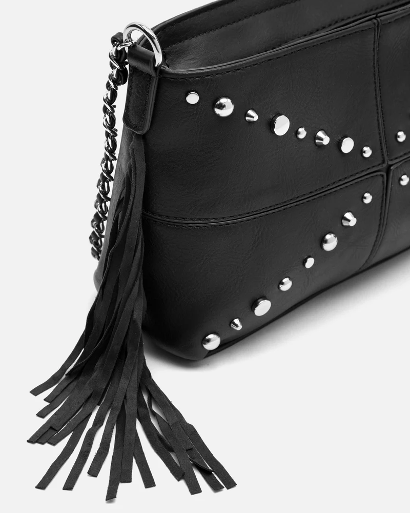 Anabelas bolso bandolera con detalles metálicos y flecos