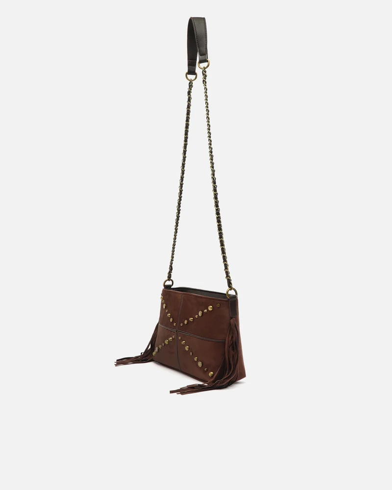 Anabelas-1 bolso bandolera efecto ante con detalles metálicos y flecos