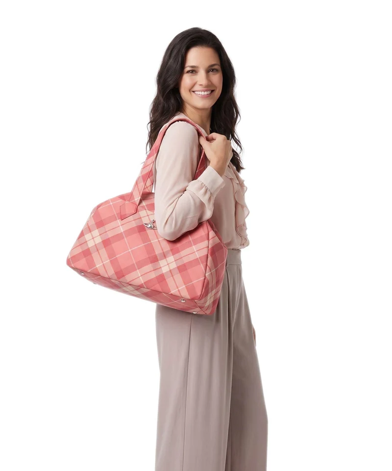 Vivienne Westwood Archive Wool Tartan Large Bolsa shopping fraser pink