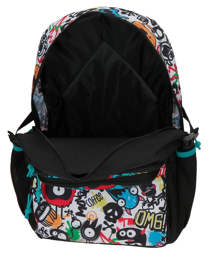 32724T1 MOCHILA ADAP. 45CM 2C. C/CARRO. MOVOM MONSTERS NEGRO