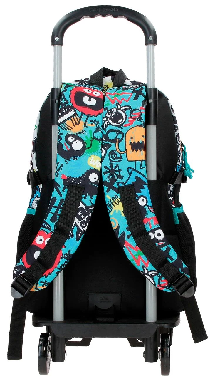 32724T1 MOCHILA ADAP. 45CM 2C. C/CARRO. MOVOM MONSTERS NEGRO