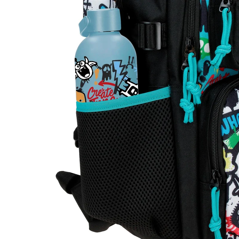 32724T1 MOCHILA ADAP. 45CM 2C. C/CARRO. MOVOM MONSTERS NEGRO