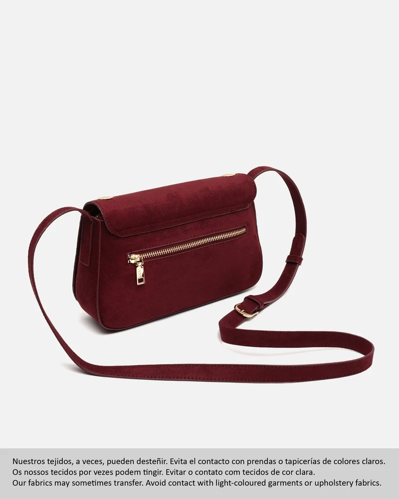 Nemu bolso bandolera pequeño efecto ante con detalles metálicos grandes