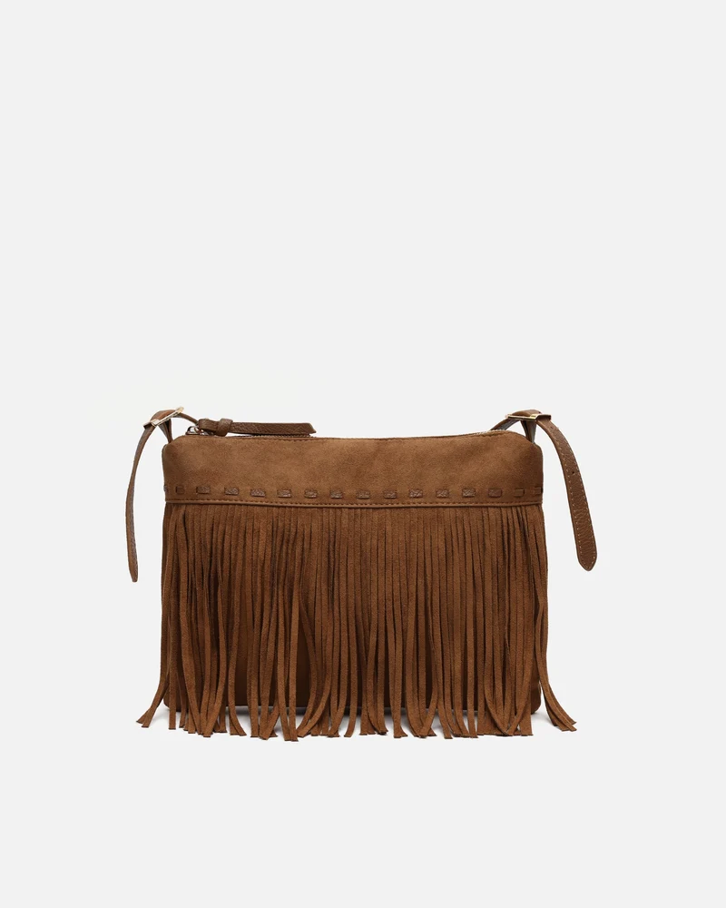Lunai bolso bandolera pequeño efecto ante con flecos