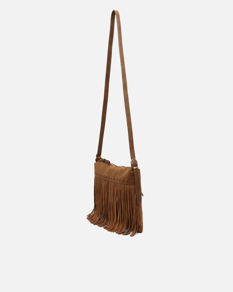 Lunai bolso bandolera pequeño efecto ante con flecos