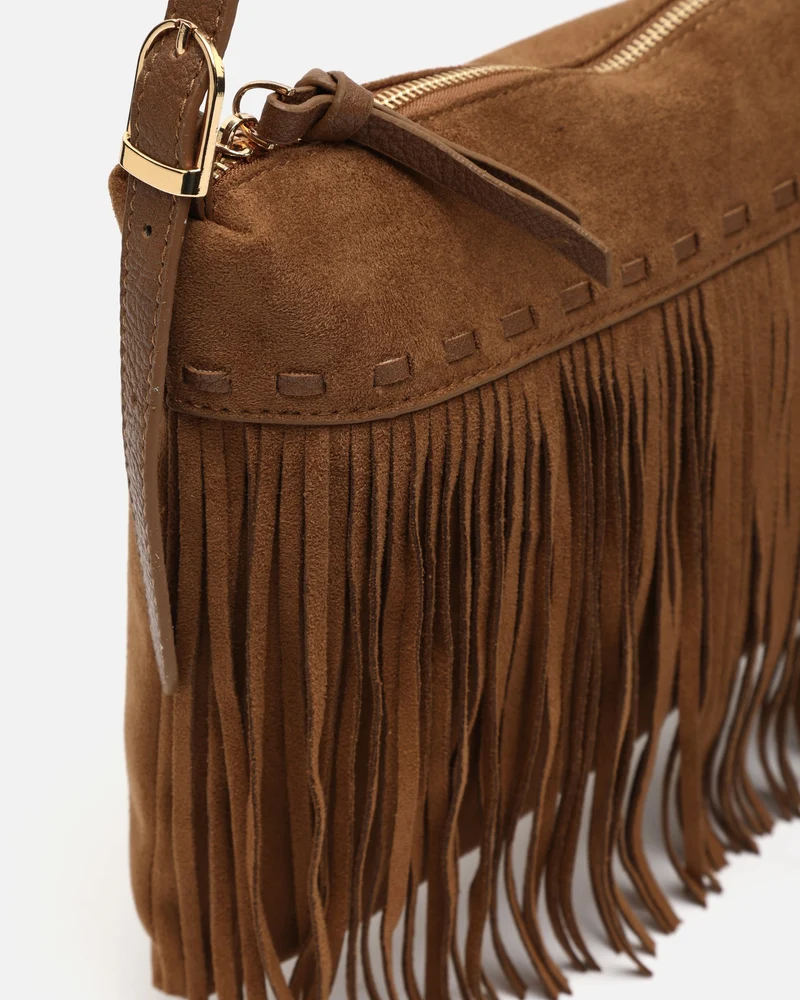 Lunai bolso bandolera pequeño efecto ante con flecos