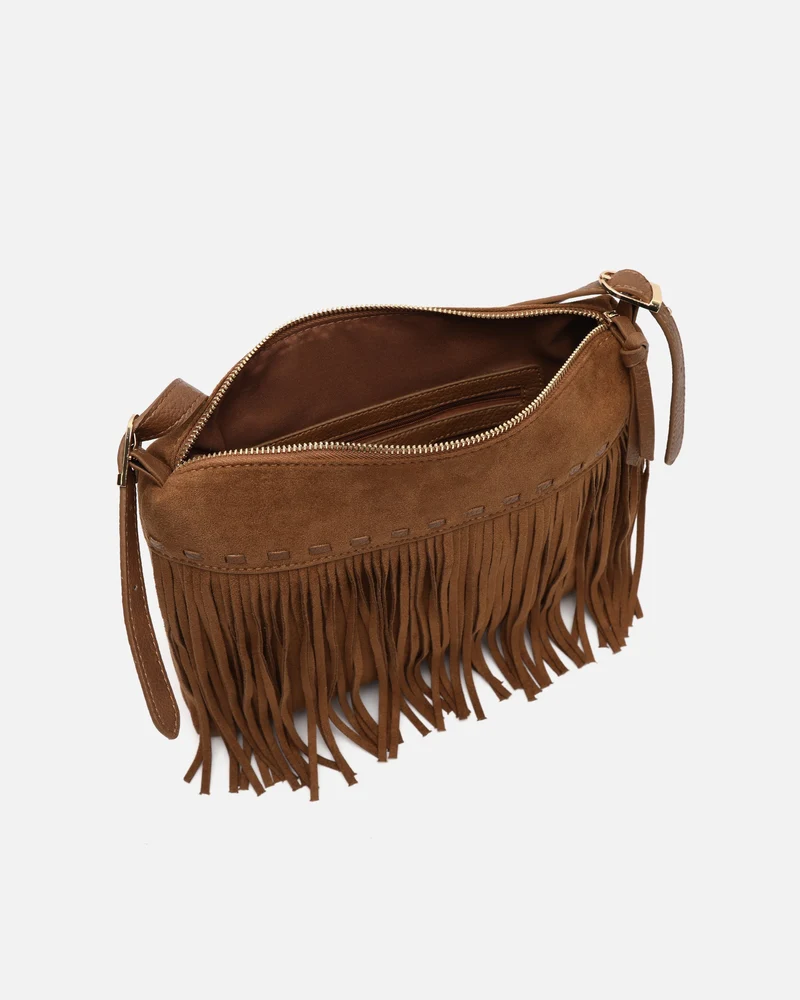 Lunai bolso bandolera pequeño efecto ante con flecos