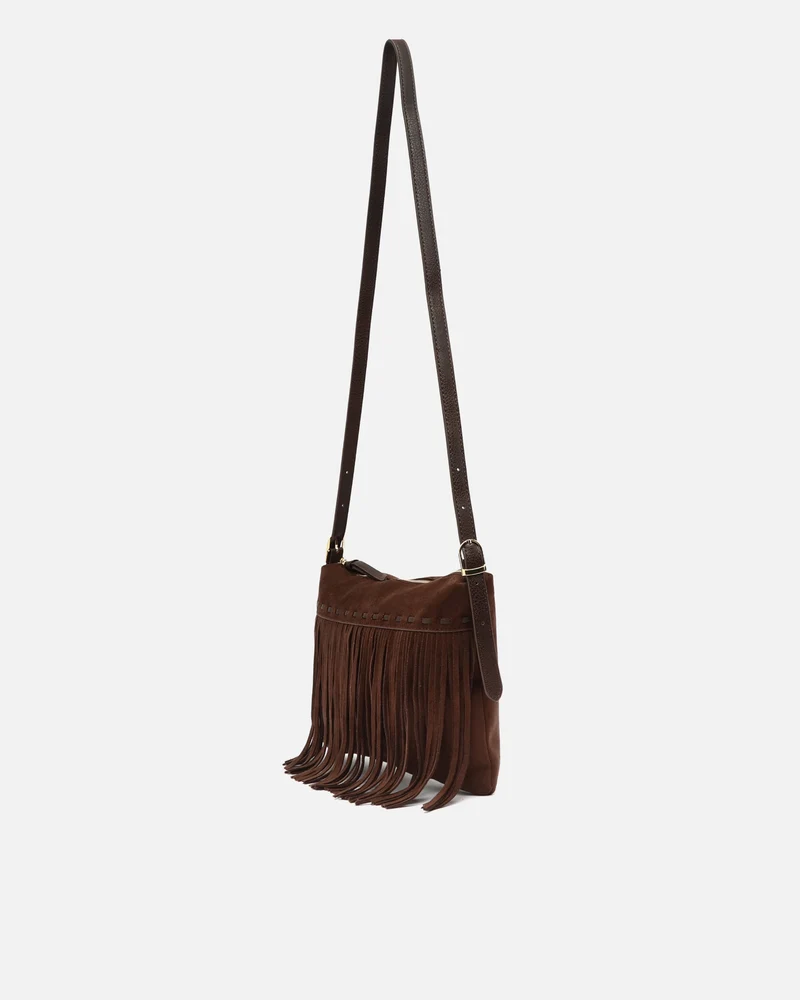 Lunai bolso bandolera pequeño efecto ante con flecos