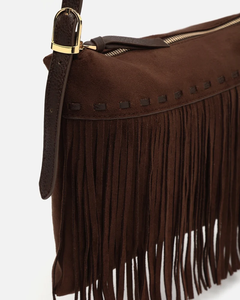 Lunai bolso bandolera pequeño efecto ante con flecos