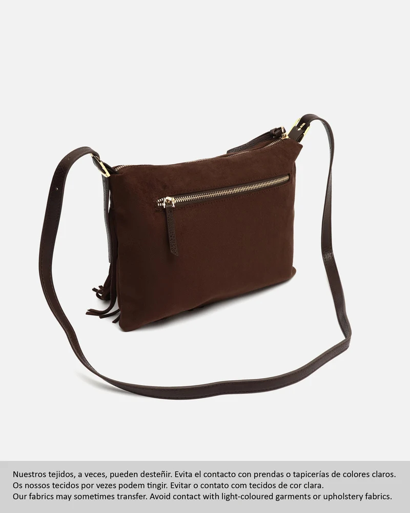 Lunai bolso bandolera pequeño efecto ante con flecos