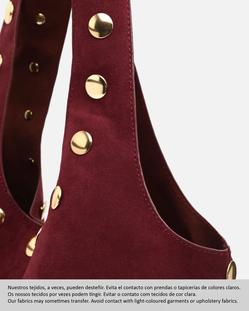 Nemi bolso hobo grande efecto ante con detalles metálicos grandes