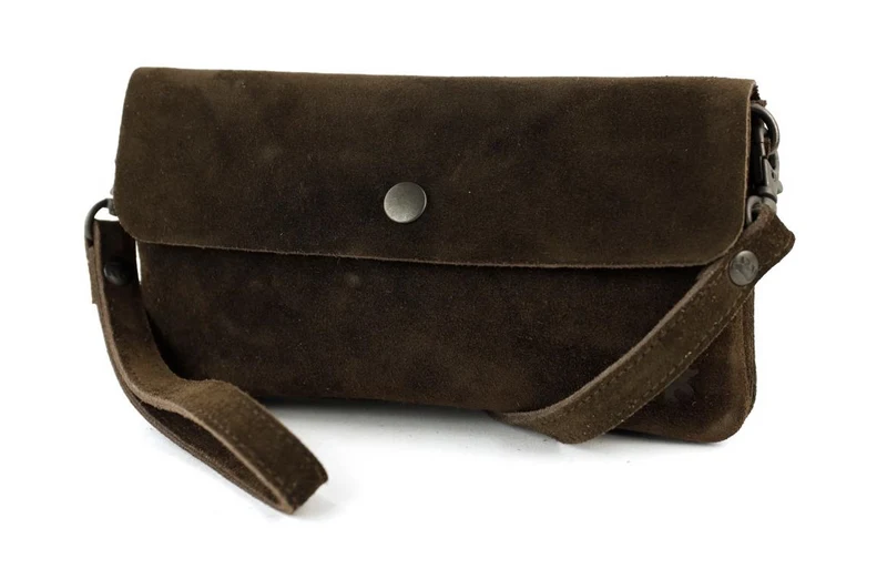 Bear Design Suede Leren Clutch/Mini Schoudertasje/ Brillen-etui Lydia