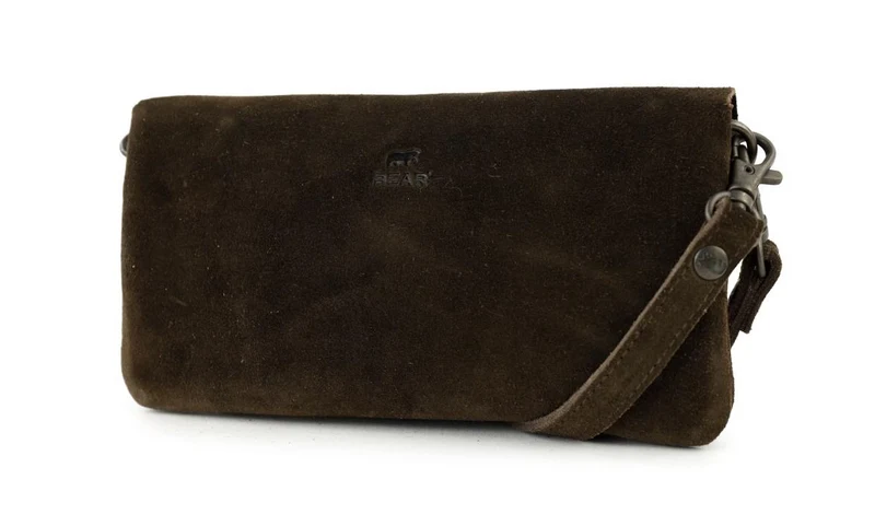 Bear Design Suede Leren Clutch/Mini Schoudertasje/ Brillen-etui Lydia