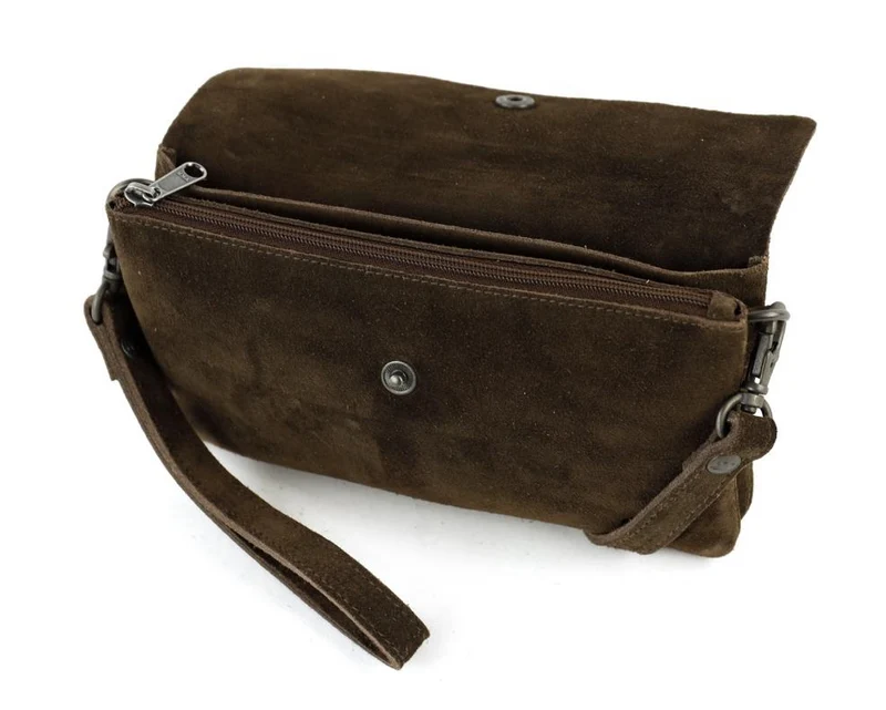 Bear Design Suede Leren Clutch/Mini Schoudertasje/ Brillen-etui Lydia