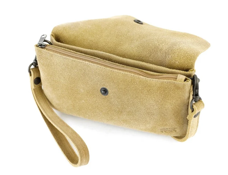 Bear Design Suede Leren Clutch/Mini Schoudertasje/ Brillen-etui Lydia