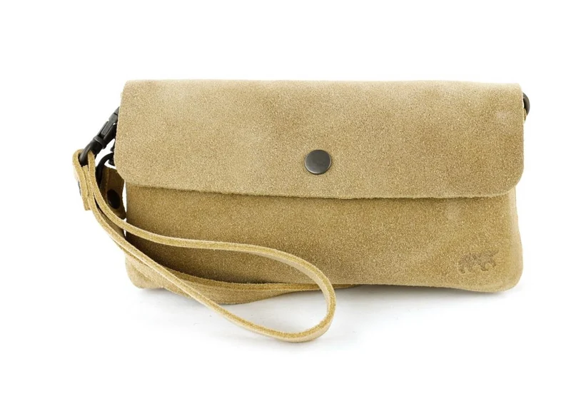 Bear Design Suede Leren Clutch/Mini Schoudertasje/ Brillen-etui Lydia