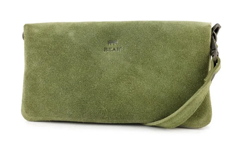 Bear Design Suede Leren Clutch/Mini Schoudertasje/ Brillen-etui Lydia