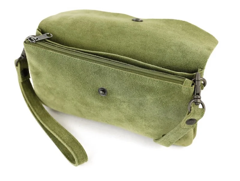Bear Design Suede Leren Clutch/Mini Schoudertasje/ Brillen-etui Lydia