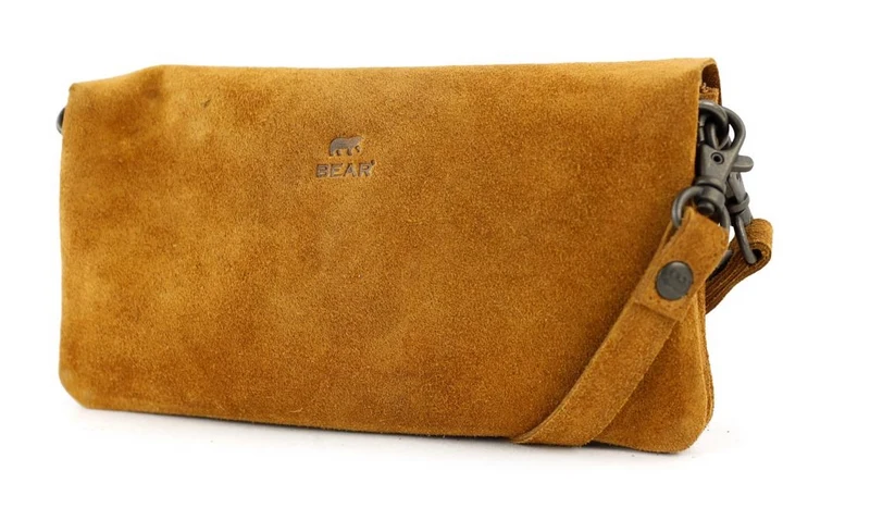 Bear Design Suede Leren Clutch/Mini Schoudertasje/ Brillen-etui Lydia