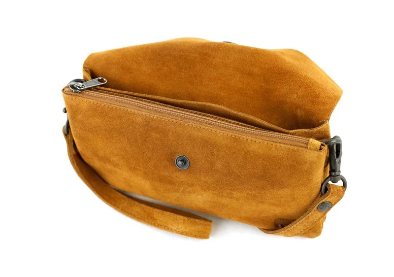 Bear Design Suede Leren Clutch/Mini Schoudertasje/ Brillen-etui Lydia