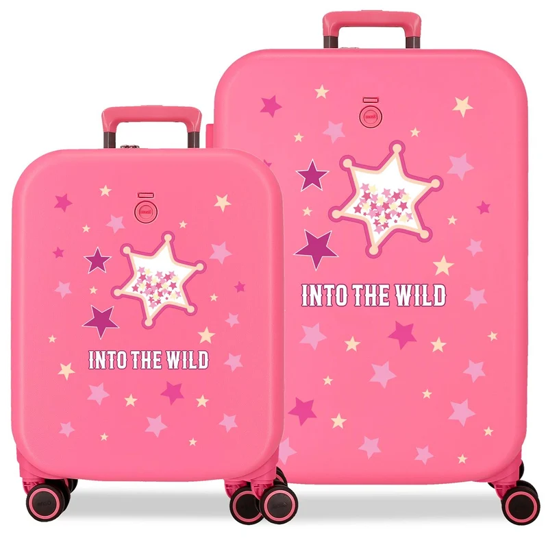 9989521 SET/2 TROLLEY ABS 55-70CM.4R. INTOTHE WILD FUCSIA