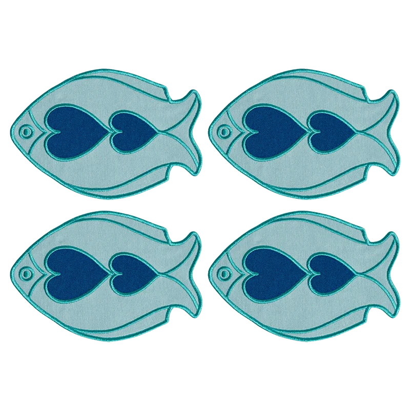 Juego De 4 Posavasos Fish Splash Light Blue