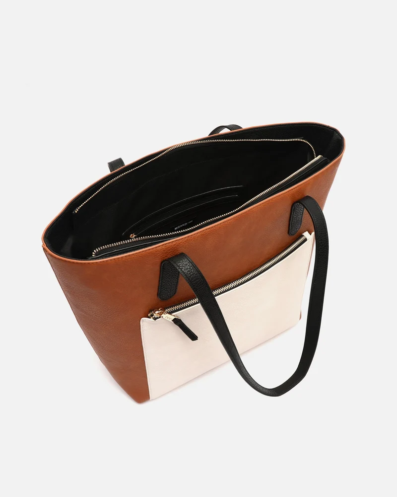 Minervina bolso shopper grande tricolor con colgante